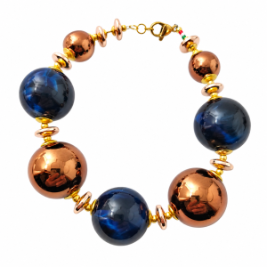 bracciale boule alternate rame blu notte