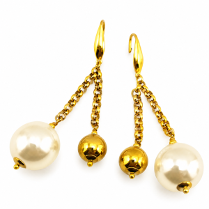 orecchini in ottone dorato catena rolo' resinpearl