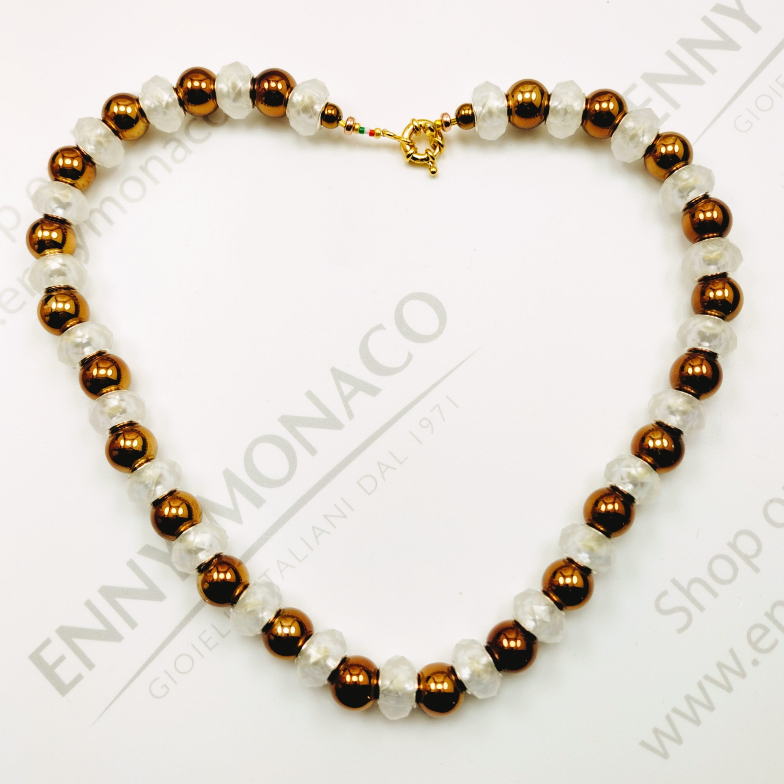collana rondelle resinplex sfere galvanizzate rame