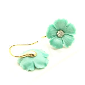 orecchini fiore turchese resinpearl swarovski