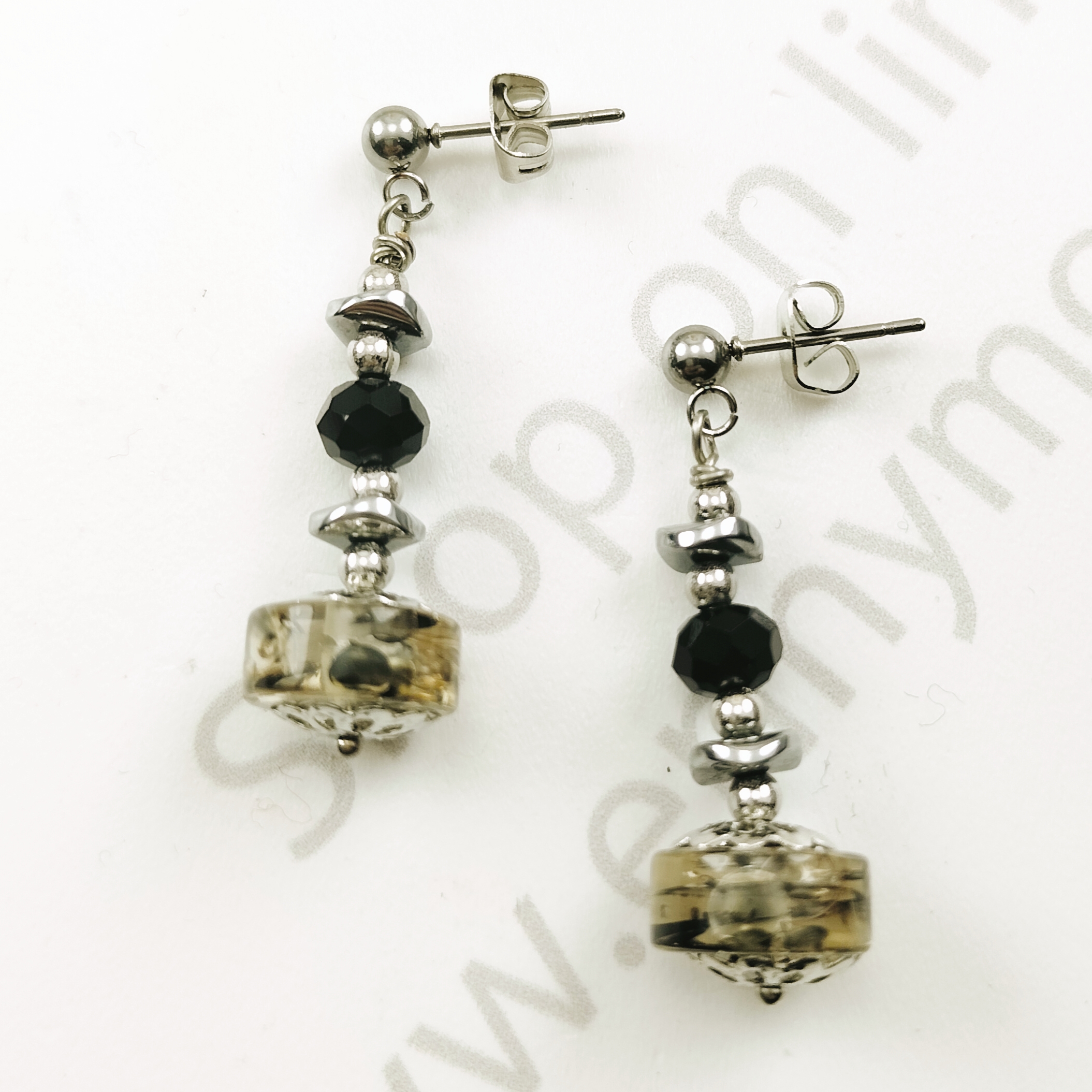 orecchini resinplex glitterati grigio