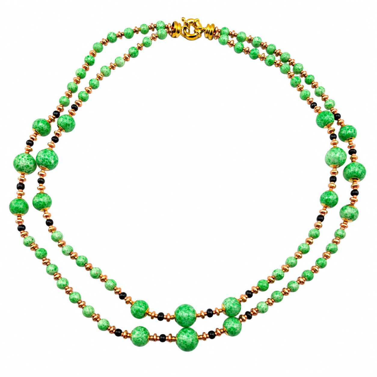 COLLANA 2 FILI CERAMICA VERDE ACIDO COLLANA 2 FILI CERAMICA VERDE ACIDO