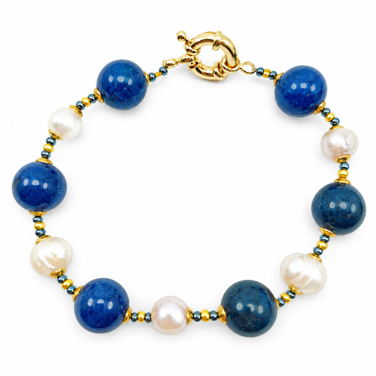 BRACCIALE TORMALINA 12 MM BLU PERLA COLTIVATA 8/9MM BRACCIALE TORMALINA 12 MM BLU PERLA COLTIVATA 8/9MM
