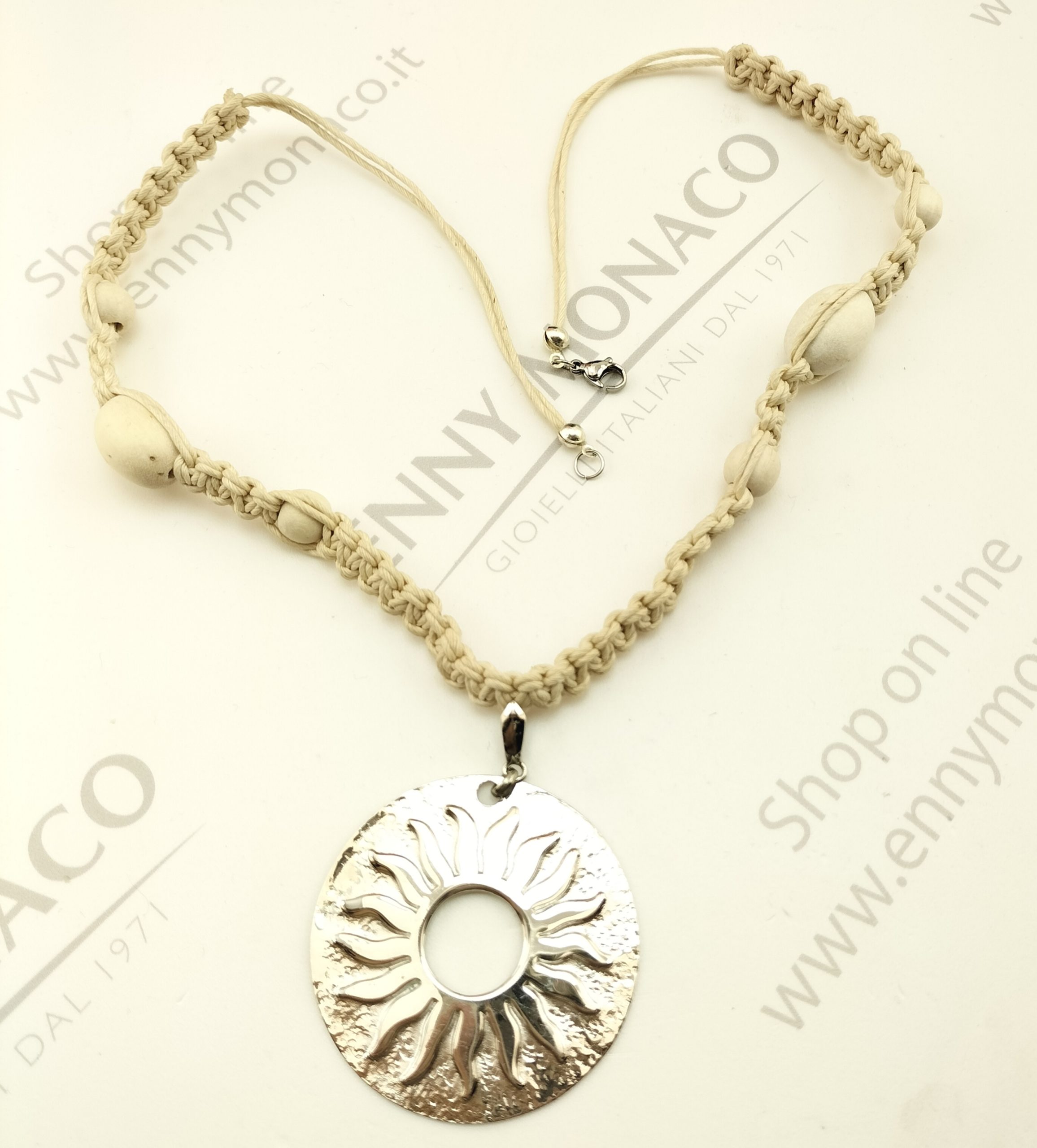 collana macrame' sole rodiato