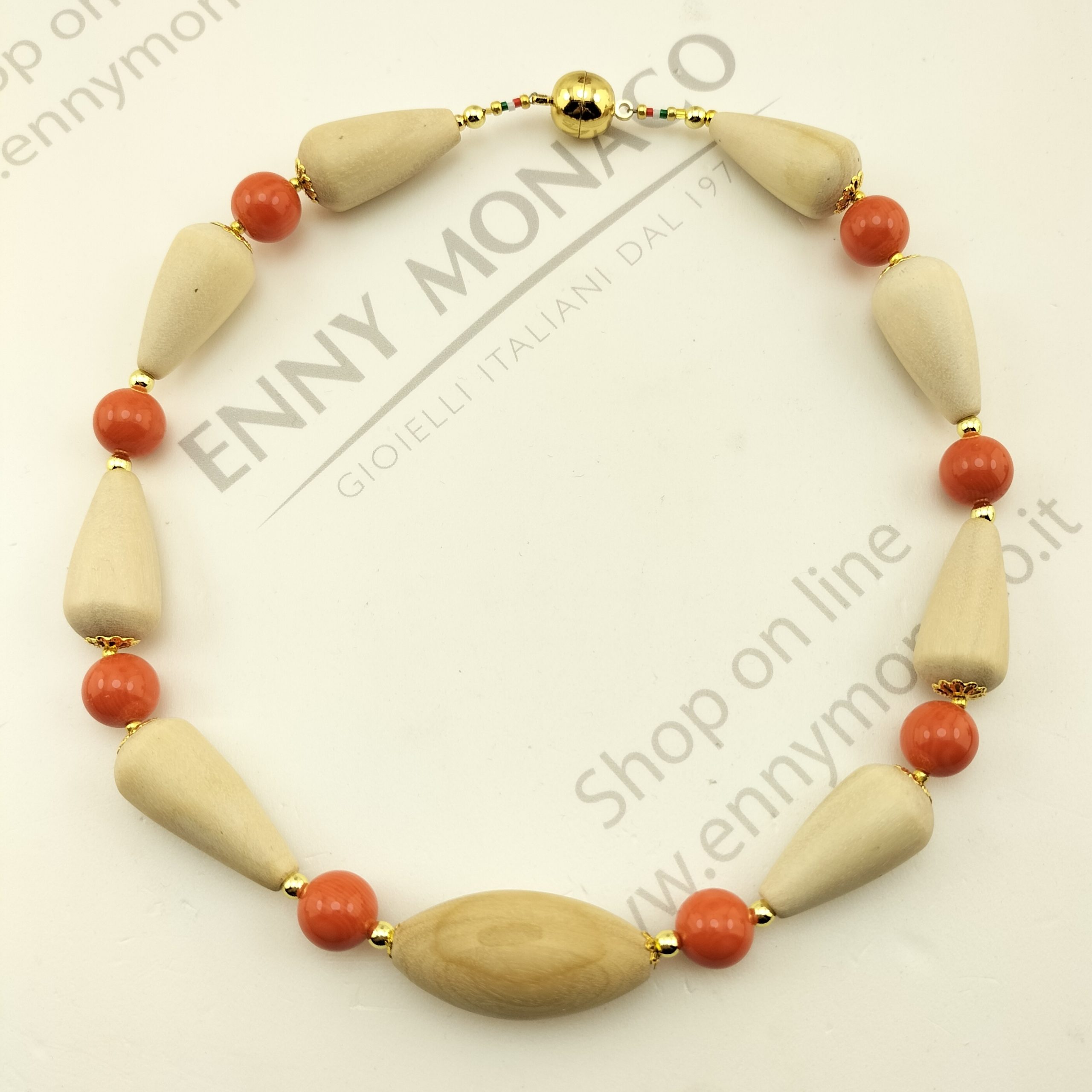 collana gocce betulla resinplex arancio tarocco