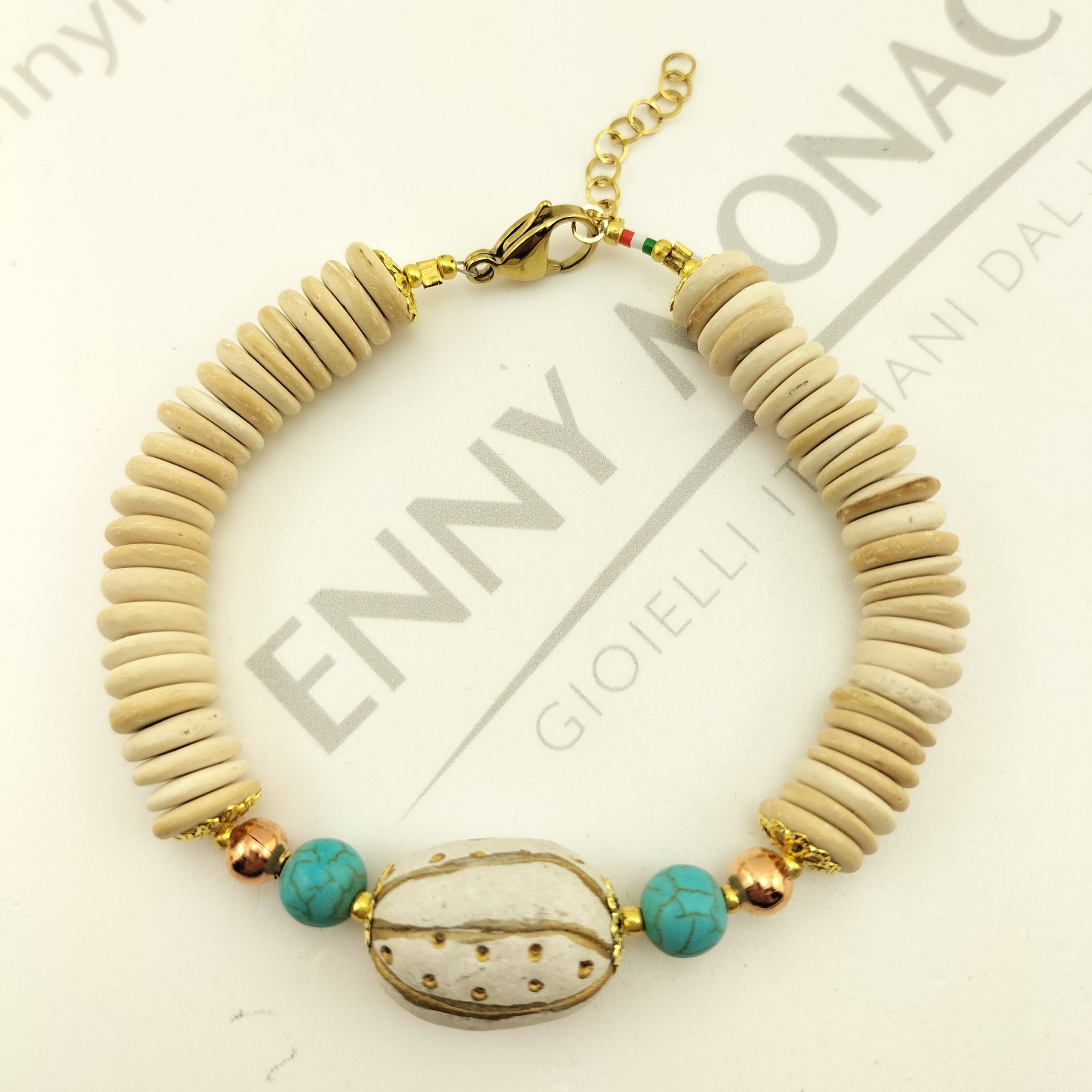 bracciale ovale ceramica turchese sintetico