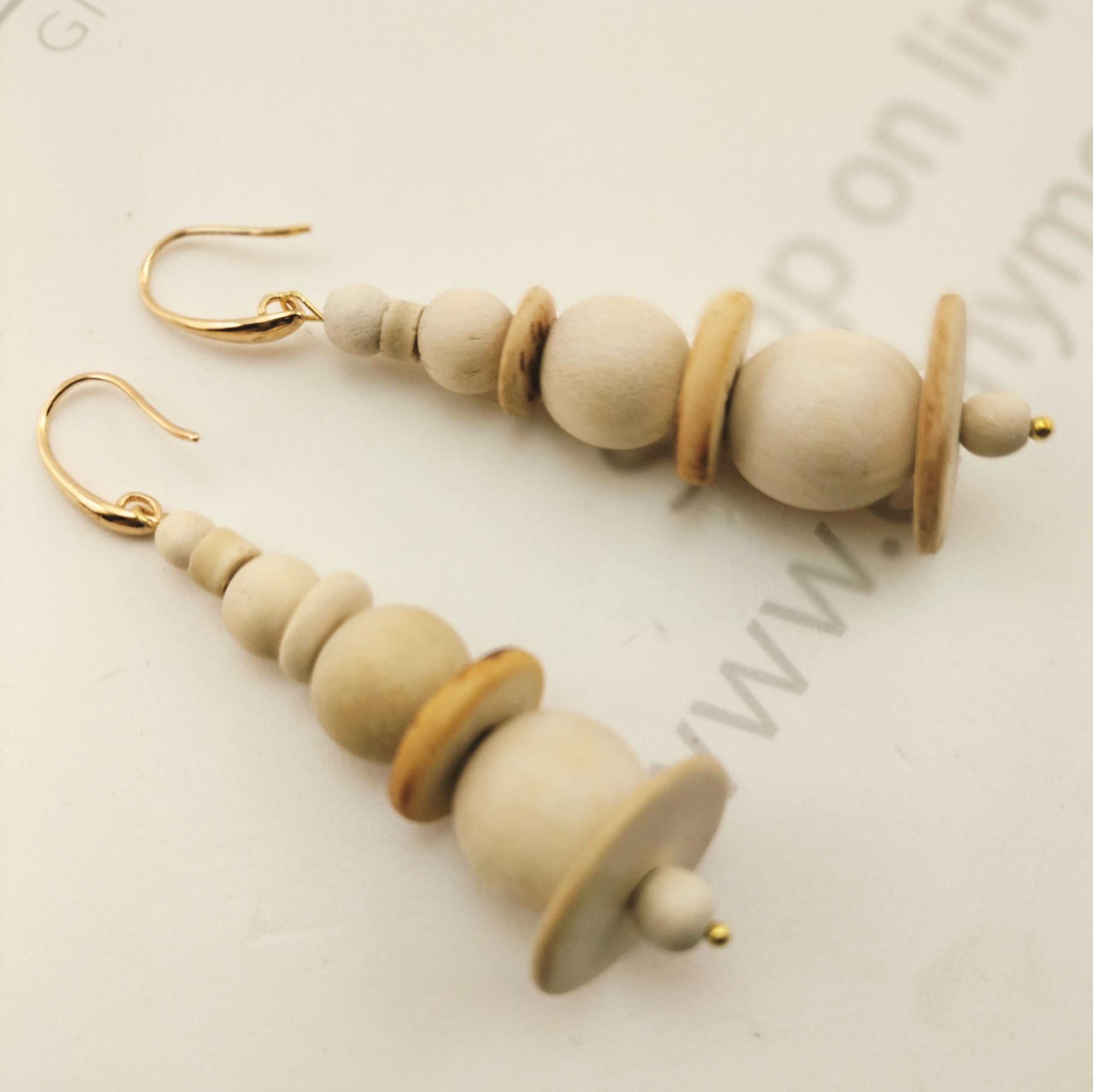 orecchino 3 boule betulla naturale,