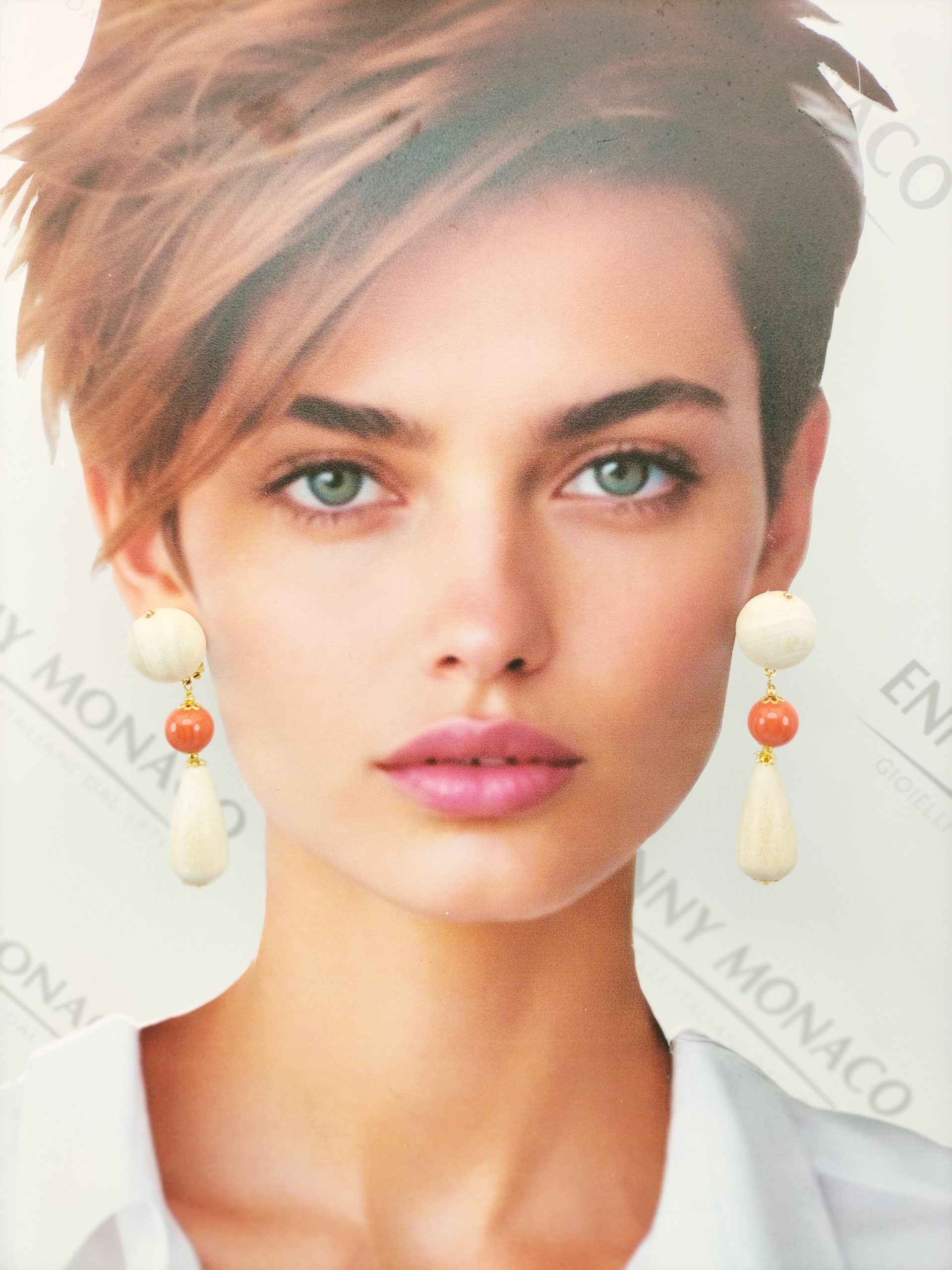 orecchini clips gocce betulla resinplex arancio tarocco