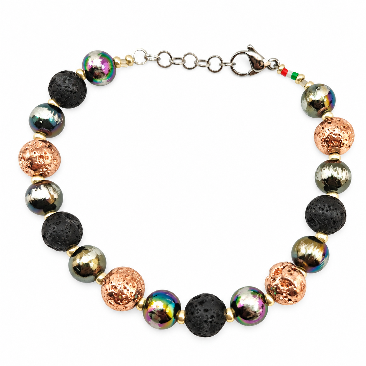 BRACCIALE PIETRA LAVICA RESINA IRIDATA BRACCIALE PIETRA LAVICA RESINA IRIDATA