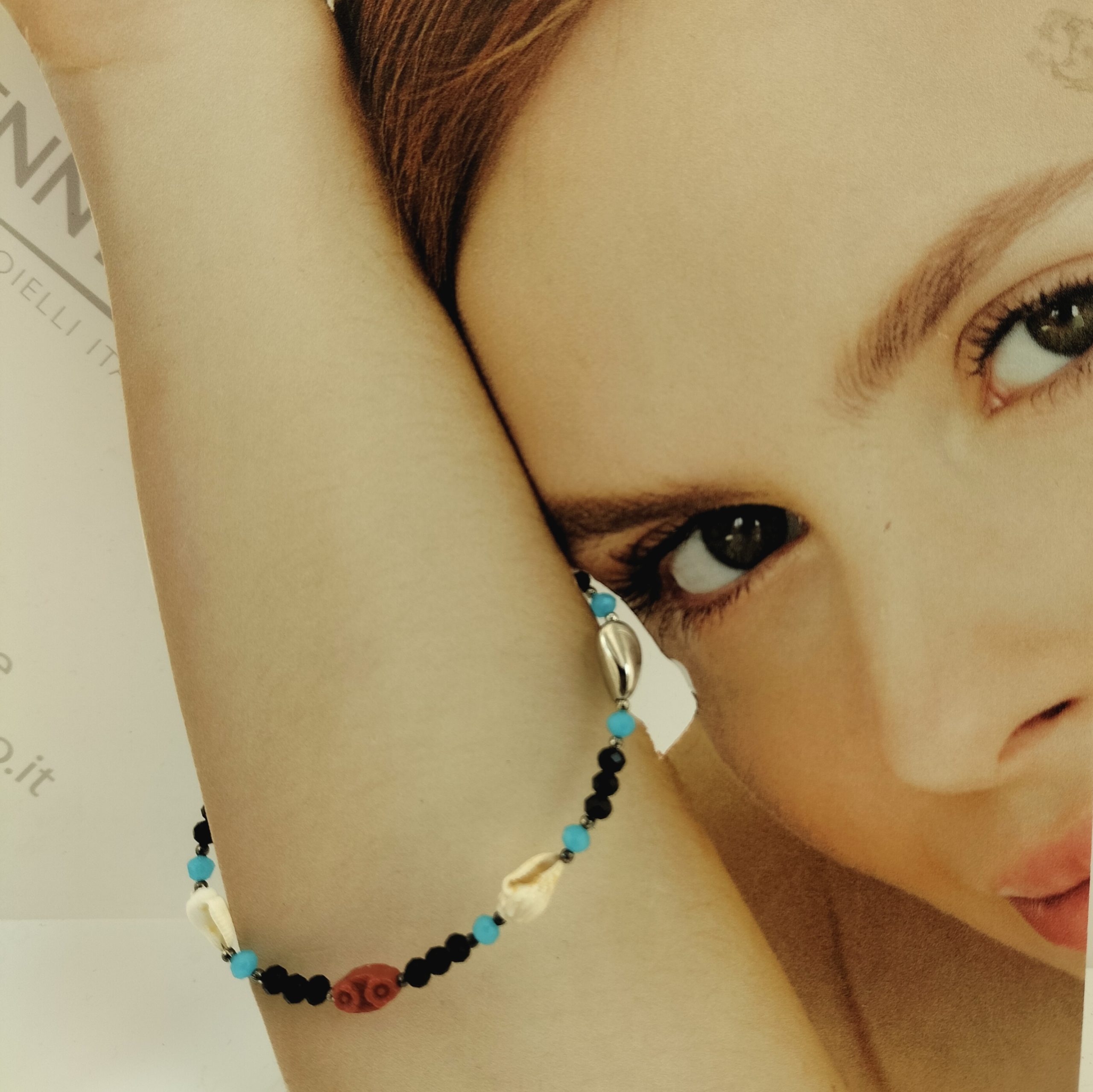 BRACCIALE CRISTALLI NERI CONCHIGLIE NATURALI BRACCIALE CRISTALLI NERI CONCHIGLIE NATURALI
