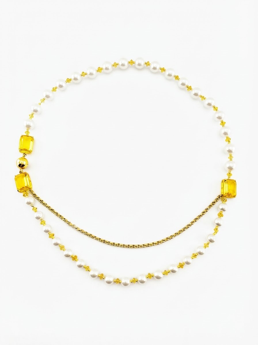 COLLANA RETTANGOLI TOPAZ SUNPEARL CATENA ROLO' COLLANA RETTANGOLI TOPAZ SUNPEARL CATENA ROLO'
